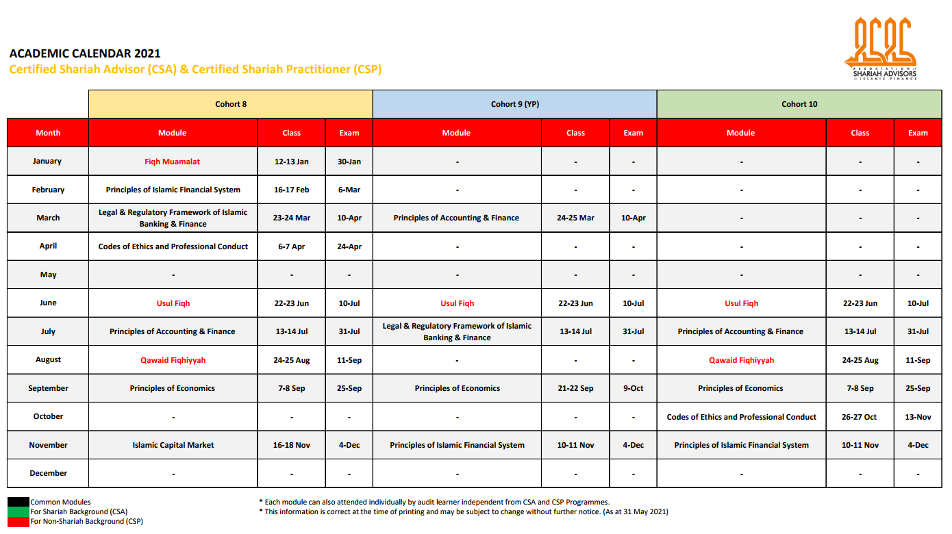 Calendar Class / Timetable – ASAS PORTAL